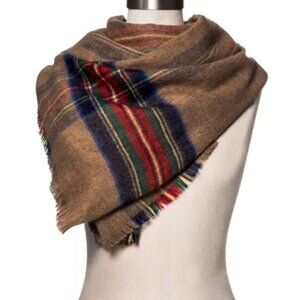 Scarf for Women Chunky Plaid Large Blanket Scarf, Spring Soft Tassel Shawl Wrap